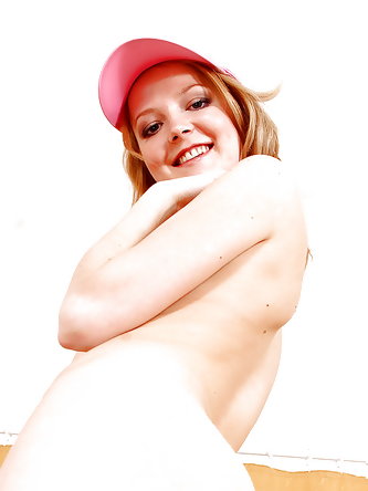 Skinny redhead teen babe with hairy muff Sasha H posing nude